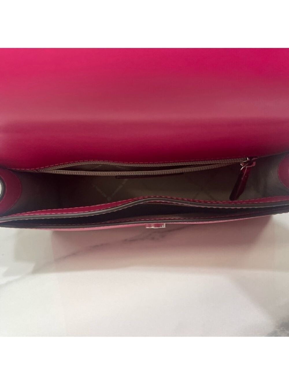 Michael Kors Greenwich Top Handle Satchel & Matching Wallet Dragonfruit Pink - Picture 5 of 12